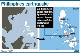 Gempa bumi dengan kekuatan 6,8 derajat pada skala Richter terjadi di Filipina.