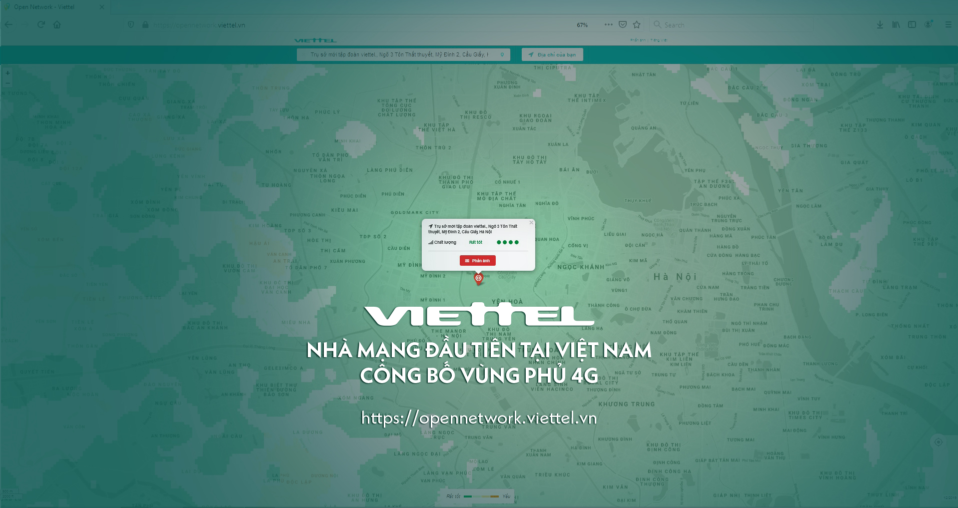 Compañía vietnamita Viettel publica áreas de cobertura de telefonía móvil 4G