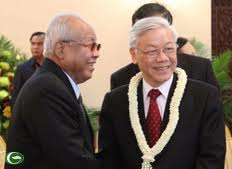 Sekjen Nguyen Phu Trong dan delegasi Vietnam mengakhiri kunjungan di Kamboja