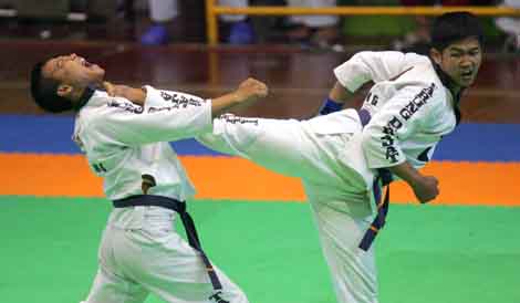 Regu silat tarung derajat Indonesia melakukan pertandingan di Vietnam.