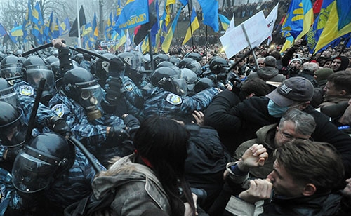 Demonstration in der Ukraine gegen Abbruch des Assoziationsvertrags mit der EU