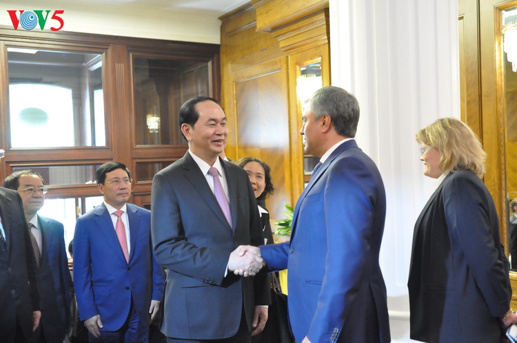 Staatspräsident Tran Dai Quang führt Gespräch mit Präsident der russischen Duma Volodin
