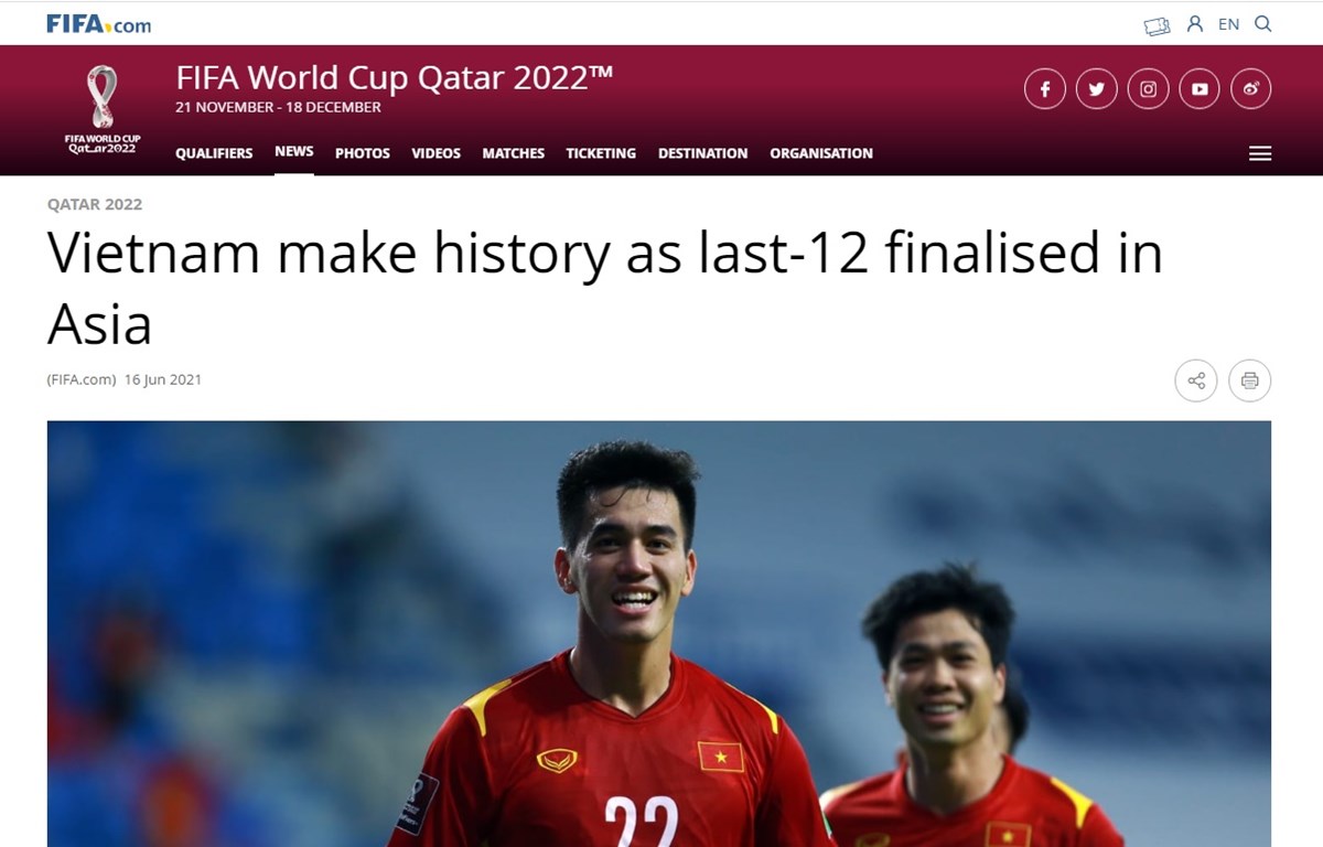 FIFA ist von der vietnamesischen Nationalmannschaft beeindruckt