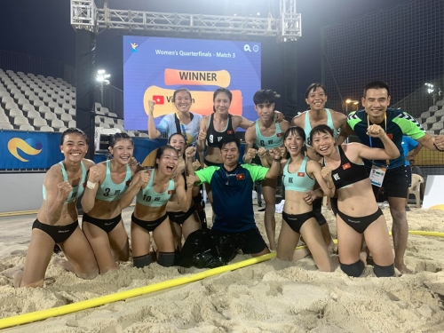 Die weibliche Beachhandball-Mannschaft Vietnams steht im Halbfinale bei World Beach Games 2019