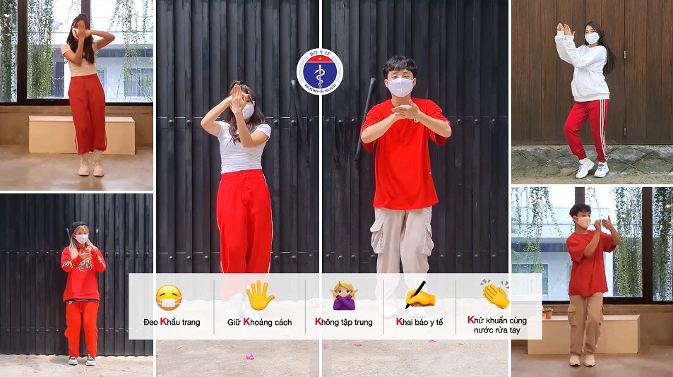 Präsentation des 5K-Tanzes zur Eindämmung der Covid-19-Pandemie