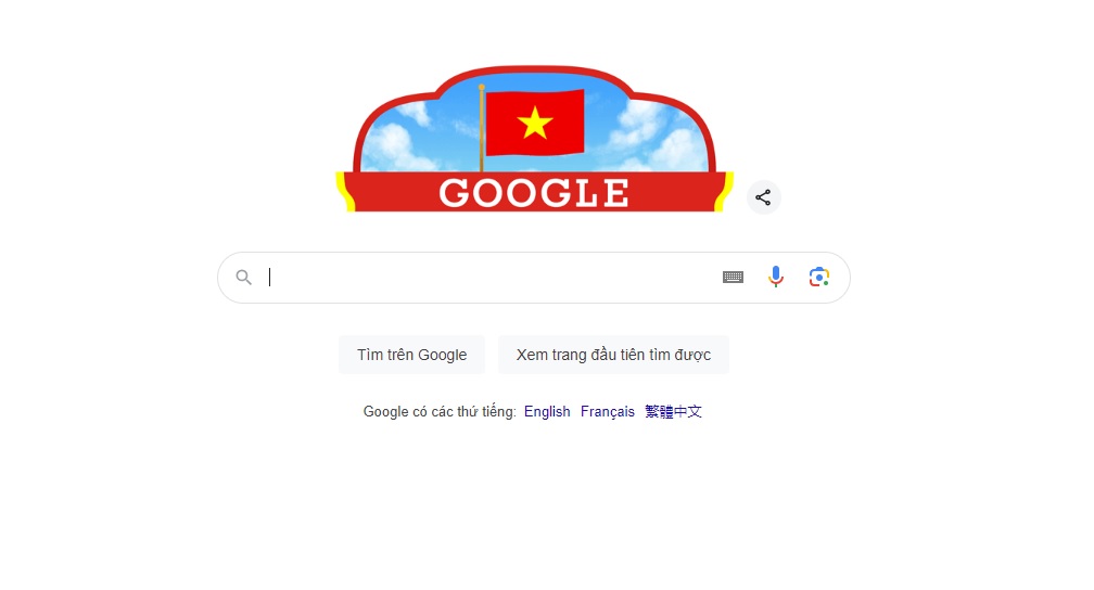 Google Doodle feiert den Nationalfeiertag Vietnams mit Image der vietnamesischen Nationalflagge