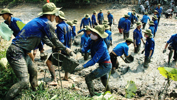 Jóvenes de Bac Ninh en la construcción del nuevo campo