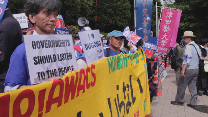 Protestan japoneses por nueva base militar estadounidense