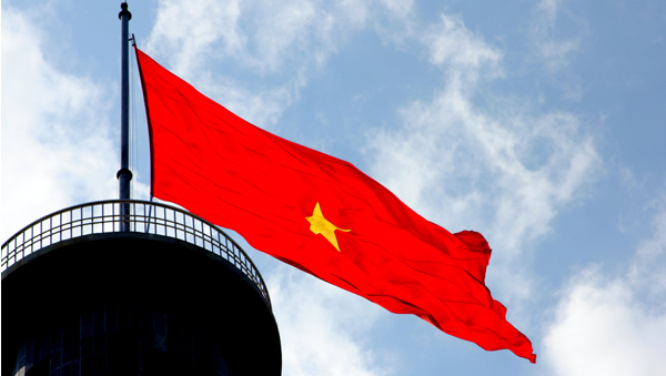 Torre de la bandera nacional de Lung Cu, símbolo de las 54 etnias vietnamitas
