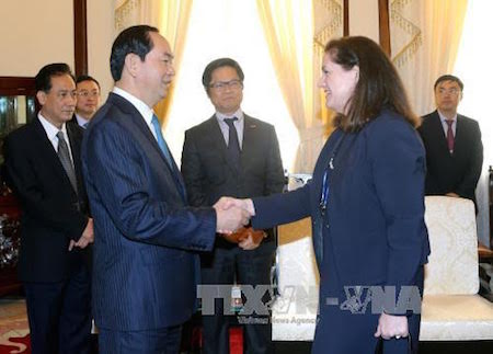 Presidente Tran Dai Quang recibe a jefa del Centro Nacional de APEC de Estados Unidos