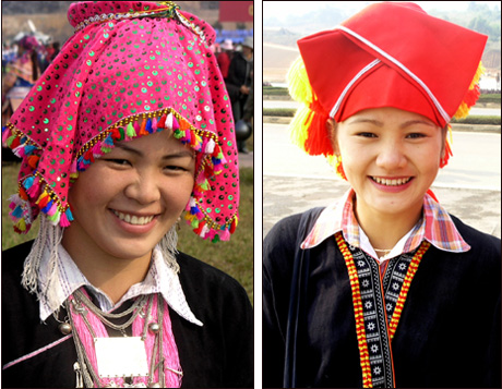 Busana wanita etnis minoritas daerah pegunungan di Vietnam Utara