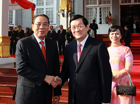 Presiden Vietnam Truong Tan Sang mengakhiri kunjungan persahabatan resmi di Laos
