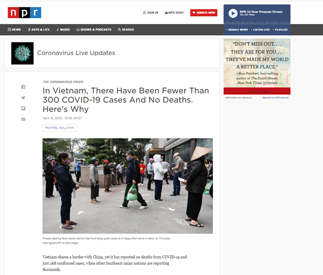 สื่อต่างประเทศชื่นชมมาตรการควบคุมการแพร่ระบาดของโรคโควิด -19อย่างรวดเร็วและการช่วยเหลือประเทศอื่นๆของเวียดนาม