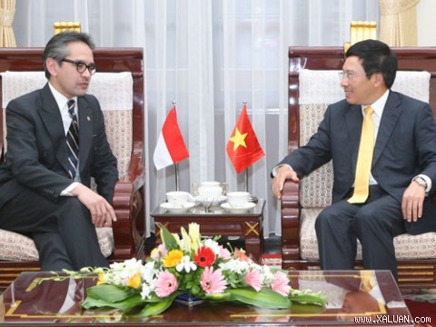 รัฐมนตรีต่างประเทศเวียดนามเจรจากับรัฐมนตรีต่างประเทศอินโดนีเซีย