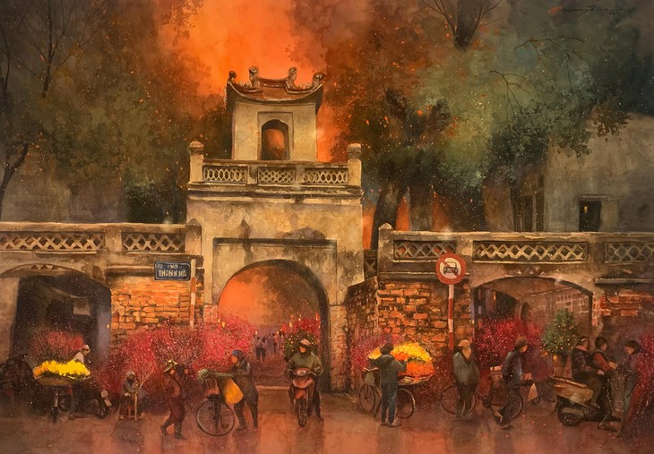 ชุดภาพวาดที่สวยงามเกี่ยวกับฮานอยของจิตรกรชาวนครโฮจิมินห์
