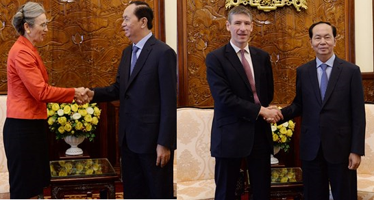 쩐다이꽝 국가주석,  영국 대사 및 네덜란드 대사 접견