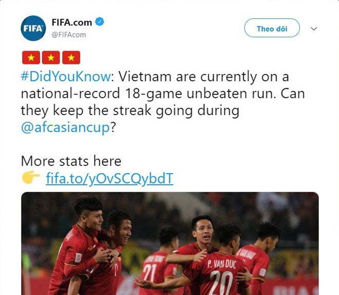 FIFA도 인정한 베트남의 18경기 무패 행진