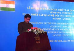 Conmemoran los 40 años de las relaciones Vietnam-India