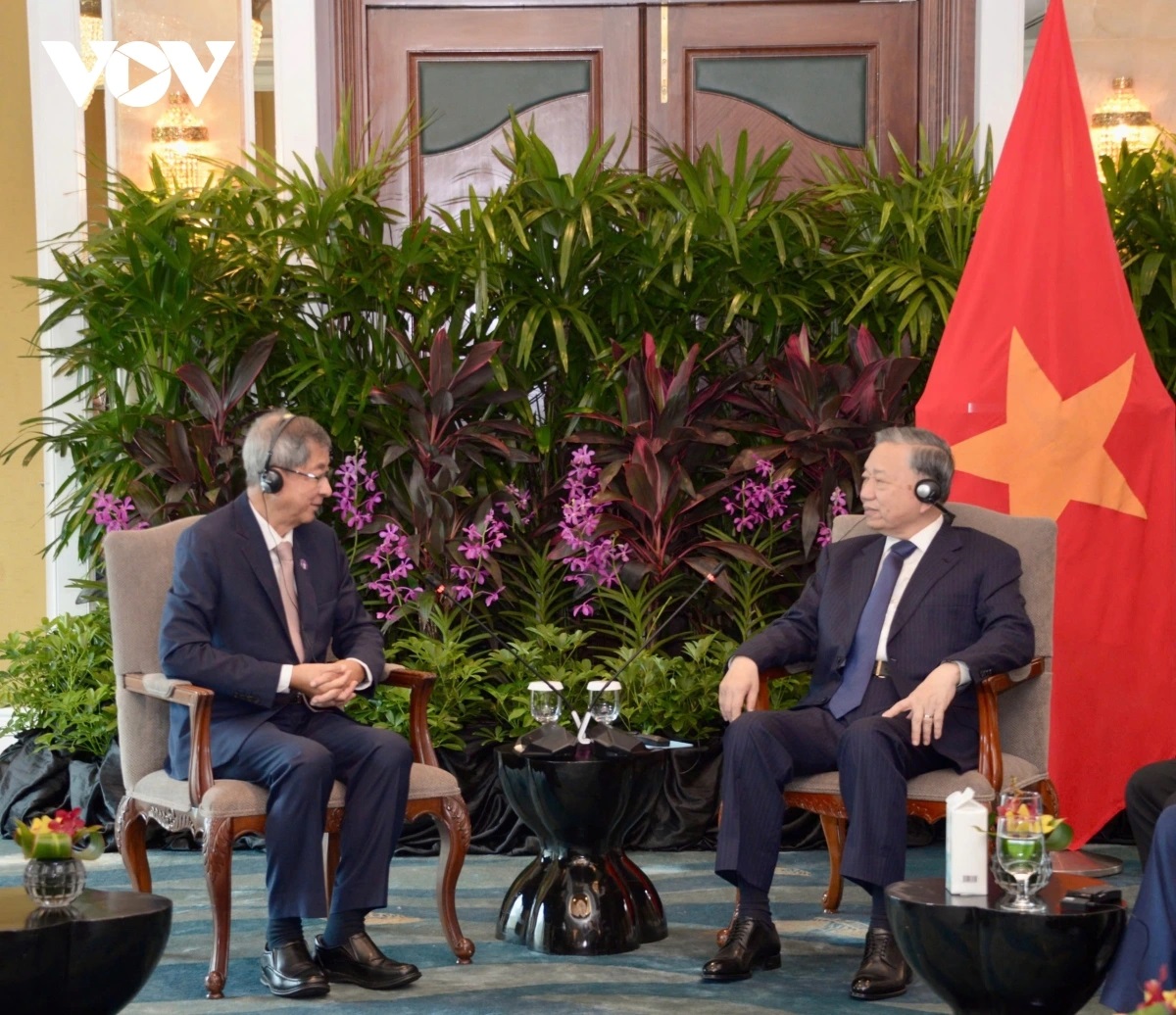 Secretario General del Partido de Vietnam se reúne con líderes empresariales de Singapur