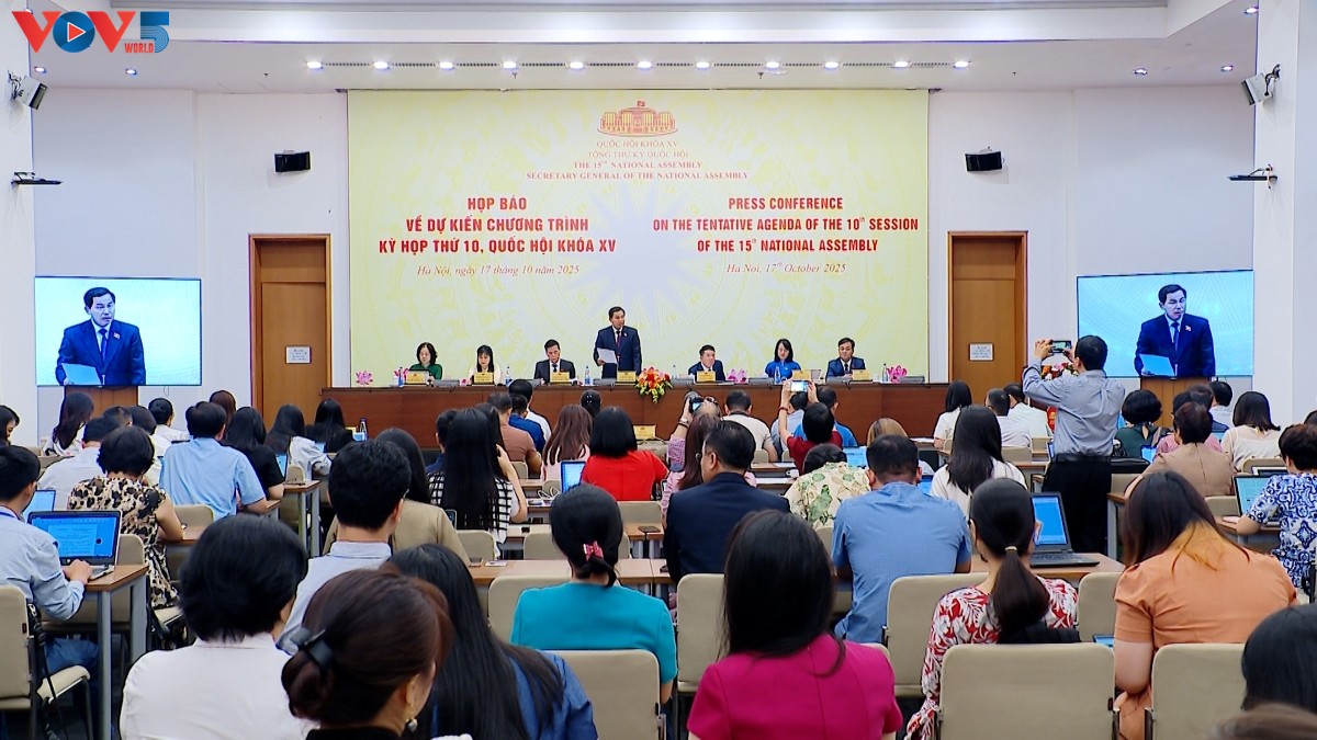 El décimo período de sesiones de la Asamblea Nacional de Vietnam arrancará el 20 de octubre