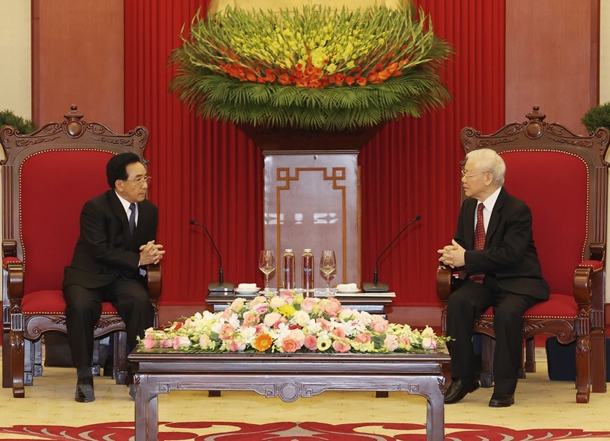 KPV-Generalsekretär Nguyen Phu Trong führt Gespräch mit laotischem Premierminister Phankham Viphavanh