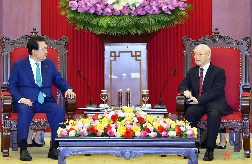 KPV-Generalsekretär Nguyen Phu Trong empfängt den südkoreanischen Präsident