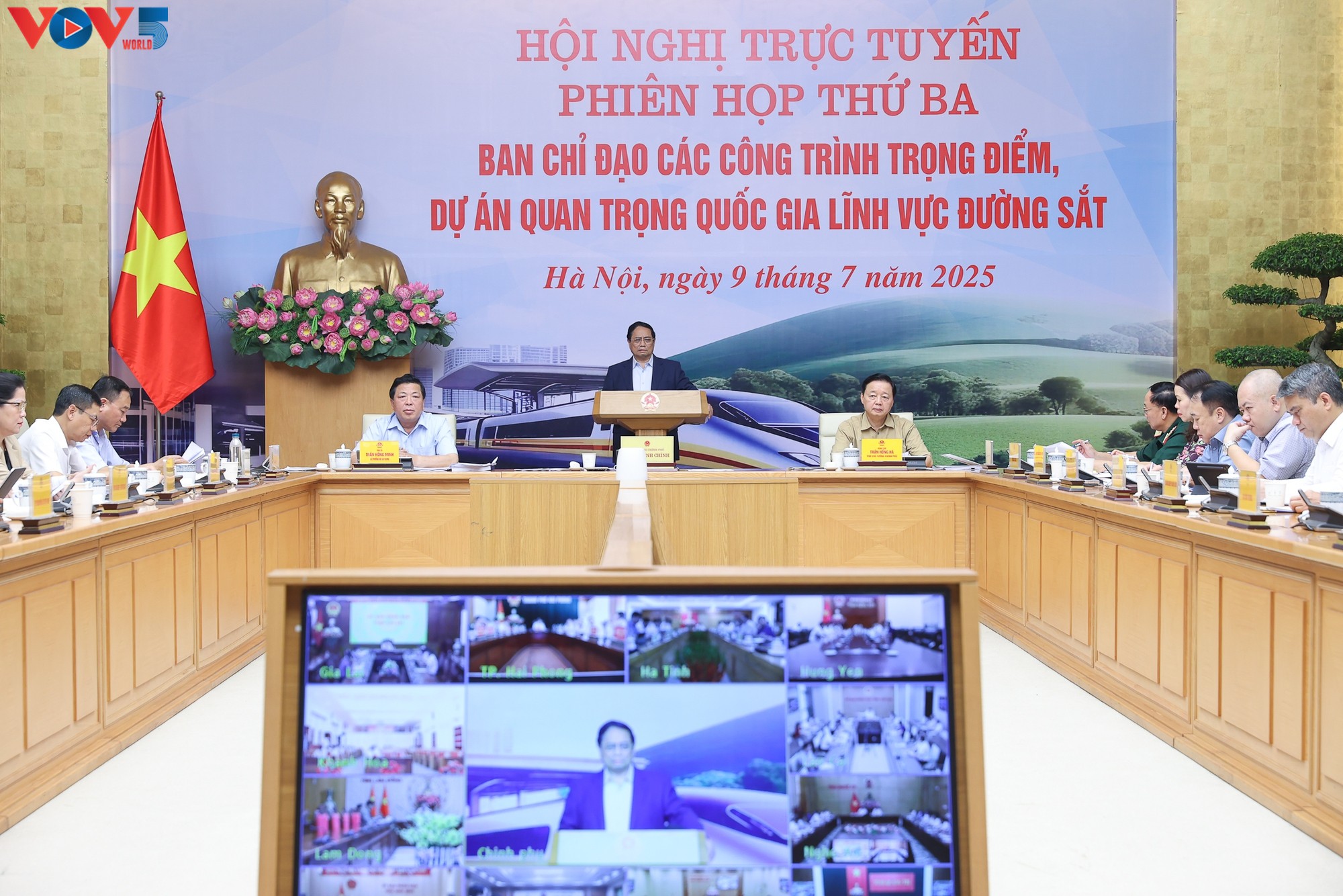 ທ່ານນາຍົກລັດຖະມົນຕີ ຟ້າມມິນຈິງ ເປັນປະທານກອງປະຊຸມກ່ຽວກັບບັນດາກິດຈະກຳ, ໂຄງການລົດທາງເຫຼັກ