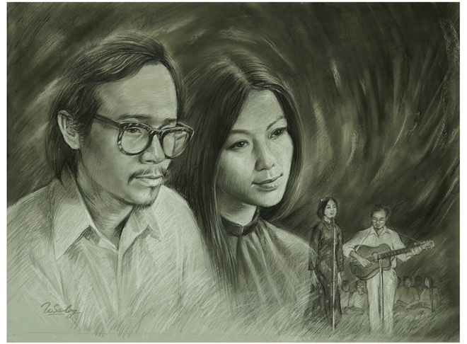 Portraits von Trinh Cong Son mit Liebe seiner Musik malen