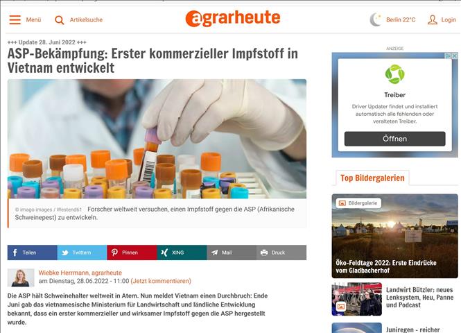 Vietnam entwickelt als erstes Land Impfstoff gegen afrikanische Schweinepest