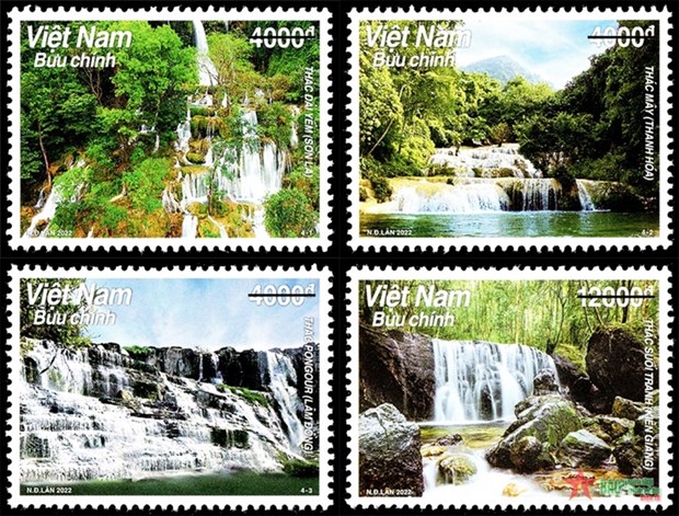 Neue Briefmarkenausgabe mit vier bekanntesten Wasserfälle Vietnams
