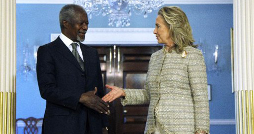 รัฐมนตรีต่างประเทศสหรัฐและทูตพิเศษของสหประชาชาติหารือเกี่ยวกับวิกฤติในซีเรีย