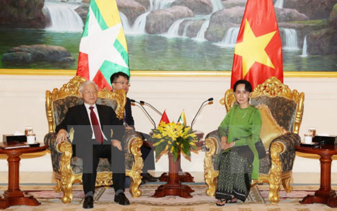 Генсек ЦК КПВ Нгуен Фу Чонг встретился с государственным советником Мьянмы