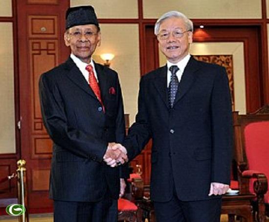 អគ្គលេខាបក្សកម្មុយនិស្ត្រវៀតណាមទទួលជួបសន្ទនាជាមួយព្រះមហាក្សត្រម៉េឡេស៊ី