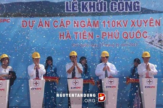 ពិធីបើការដ្ឋានសាងសងគំរោងការណ៍ខ្សែកាបក្រោមសមុទ្រ Ha Tien – Phu Quoc