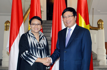 ឧបនាយករដ្ឋមន្ត្រីនិងជារដ្ឋមន្ត្រីការបរទេសវៀតណាមលោក Pham Binh Minh ជួបសន្ទនាជាមួយរដ្ឋមន្ត្រីការបរទេស