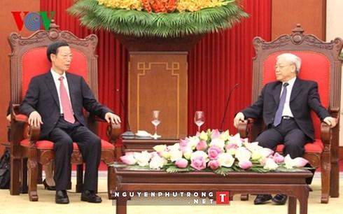 ថ្នាក់ដឹកនាំបក្សរដ្ឋវៀតណាមទទួលជួបសន្ទនាជាមួយឧបនាយករដ្ឋមន្ត្រីចិន លោក Zhang Gaoli