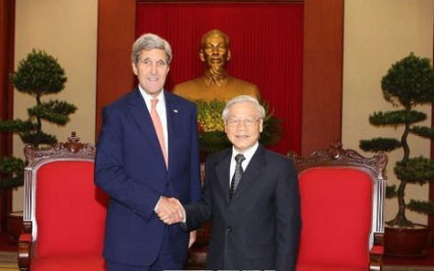 អគ្គលេខាបក្សកុម្មុយនិស្តវៀតណាទទួលជួបជាមួយរដ្ឋមន្ត្រីការបរទេសអាមេរិក