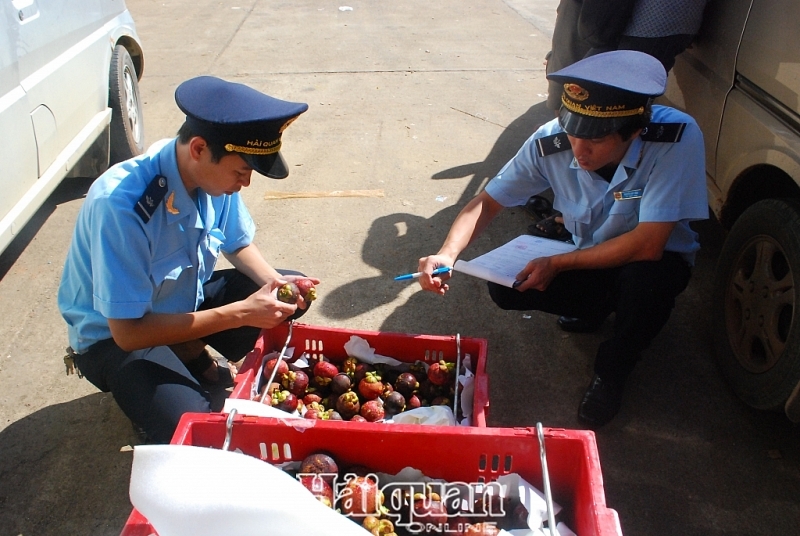 Offizielle Zollabfertigung bei Grenzübergang Coc Nam in der nordvietnamesischen Provinz Lang Son