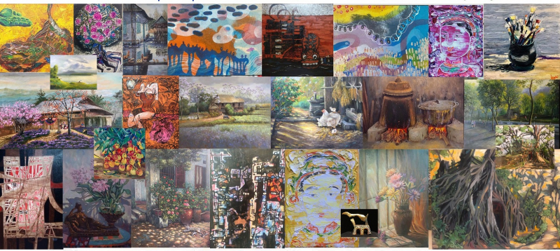 Ausstellung der Kunstwerke in der einzigen alten Zitadelle aus Laterit in Vietnam