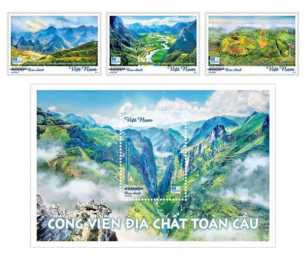 Publizierung der Briefmarken über drei globale Geoparks in Vietnam