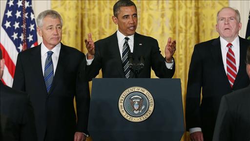ประธานาธิบดี บารัค โอบาม่าเสนอชื่อรัฐมนตรีว่าการกระทรวงกลาโหมและผู้อำนวยการซีไอเอคนใหม่