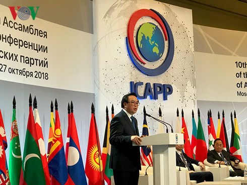 คณะผู้แทนพรรคคอมมิวนิสต์เวียดนามเข้าร่วมการประชุมระหว่างประเทศพรรคการเมืองเอเชียครั้งที่ 10