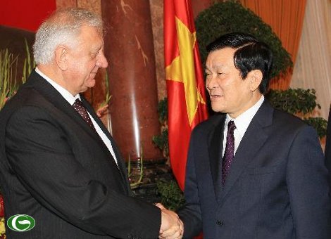 ທ່ານປະທານປະເທດຫວຽດນາມ ເຈືອງເຕີນຊາງ ໃຫ້ການຕ້ອນຮັບນາຍົກລັດຖະມົນຕີ Belarus