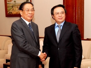 ເລຂາທິການໃຫຍ່ ລາວ ຕ້ອນຮັບຄະນະຜູ້ແທນຄະນະພົວພັນຕ່າງປະເທດສູນກາງພັກຫວຽດນາມ