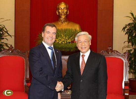 ການນຳຫວຽດນາມ ຕ້ອນຮັບທ່ານນາຍົກລັດຖະມົນຕີ   ລັດເຊຍ Medvedev