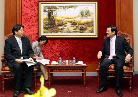 ປະທານປະເທດເຈືອງເຕີນຊາງຕ້ອນຮັບລັດຖະມົນຕີກະຊວງກະສິກຳ-ປ່າໄມ້-ການປະມົງຍີ່ປຸ່ນ