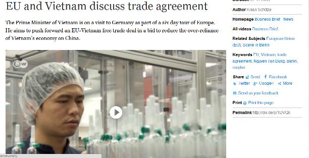 ສື່ມວນຊົນສາກົນ ໄດ້ໃຫ້ຂ່າວກ່ຽວກັບການຢ້ຽມຢາມເອີລົບ ຂອງທ່ານນາຍົກລັດຖະມົນຕີ ຫງວຽນເຕີນຢຸງ