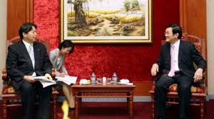 ປະທານປະເທດເຈືອງເຕິ໋ນຊາງຕ້ອນຮັບລັດຖະມົນຕີກະຊວງກະສິກຳ,ປ່າໄມ້,ການປະມົງຍີ່ປຸ່ນ