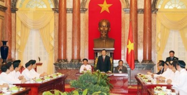 ການນຳລັດ,ແນວໂຮມປະເທດຊາດຫວຽດນາມຕ້ອນຮັບຜູ້ຕາງຫນ້າສະມາຄົມສາສະຫນາກາວດາຍ