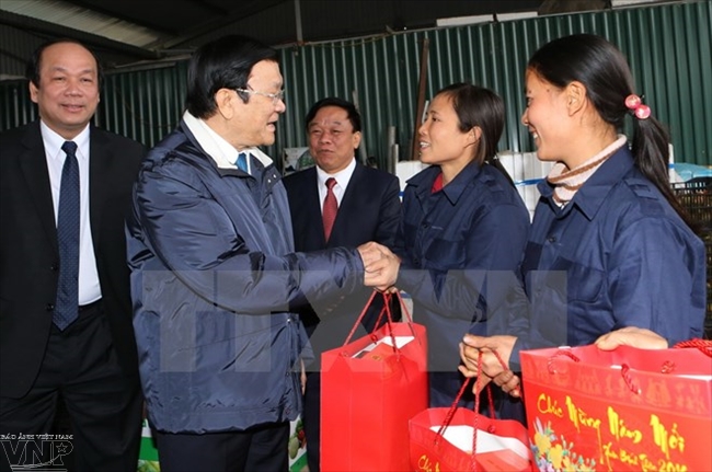 ປະທານປະເທດຢ້ຽມຢາມ,ອວຍພອນປີໃໝ່ຢູ່ແຂວງຮືງອຽນແລະຮ່ານາມ